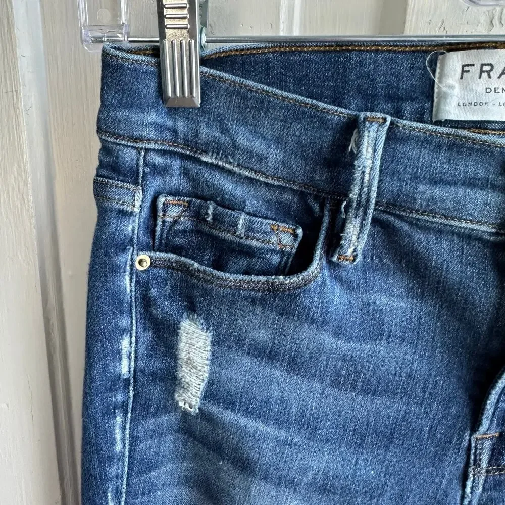 FRAME Le Skinny de Jeanne Distressed Skinny Jeans Women’s Size 27 Victoria Park